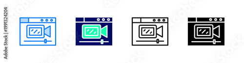 Video Multiple Style Icon Set Vector 