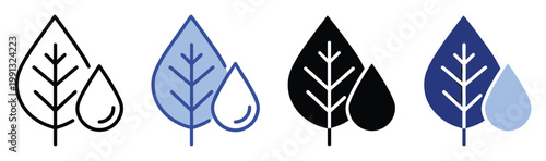 Leaf and water drop icon representing natures purity and hydration perfect for ecological and organic product branding