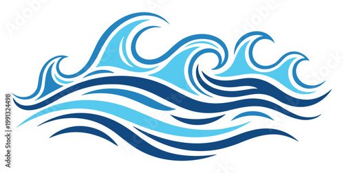 Dynamic blue ocean waves flowing across the frame perfect for marine themed environmental projects or aquatic energy branding