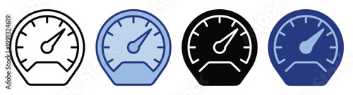 Modern dashboard gauge icon showing measurement levels and rapid progress suitable for digital interfaces