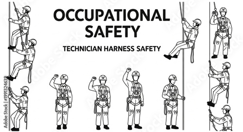 Occupational Safety Technician Harness Safety Illustration.