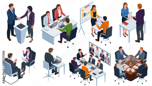 Diverse group of people engaging in various collaborative activities and discussions