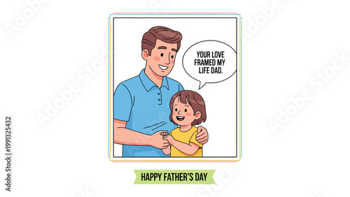 Father's Love: A heartwarming depiction of father and daughter, sharing an intimate moment of connection, the gentle embrace of paternal love, expressing enduring bond with a message.