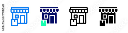 Retailer Multiple Style Icon Set Vector 