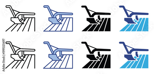 Agriculture farm plow cultivation tool symbol for harvest tillage season planting and rural farming graphics