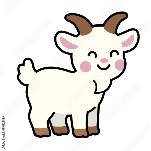 Cute Goat Cartoon Transparent, Kawaii Baby Goat Illustration Flat Design Animal Clipart