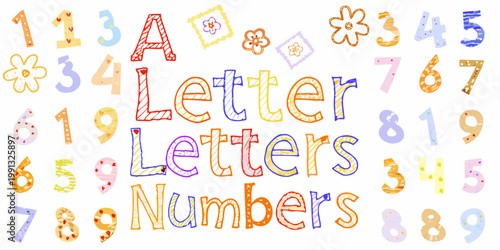 Colorful arrangement of numbers letters and the word numbers displayed