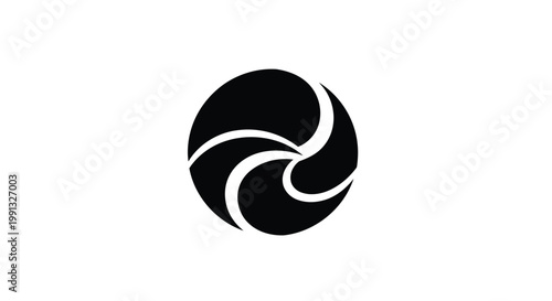 A black and white camera shutter icon