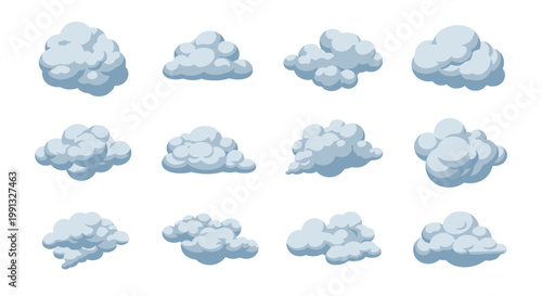 Clouds appear as a collection of fluffy white weather patterns on screen.