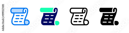 Scroll Multiple Style Icon Set Vector 