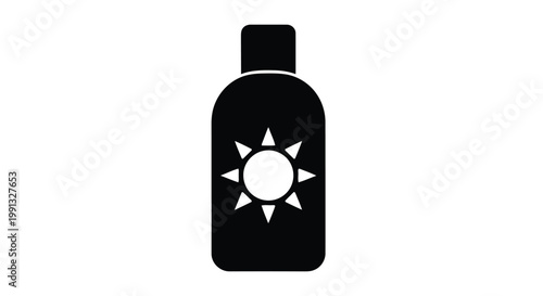 A black bottle of sunscreen