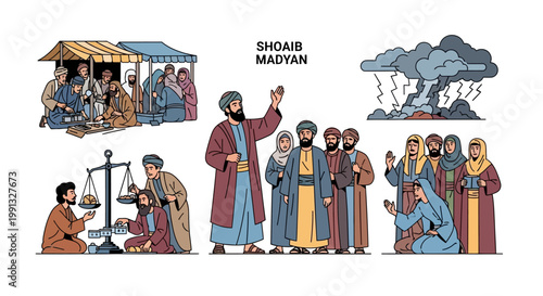 Prophet Shoaib Madyan stands before his people to teach them about faith.