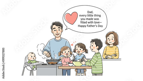 Happy Father's Day: A family, filled with love and warmth, joyfully celebrates Father's Day, illustrating the cherished bond and shared happiness within a nurturing home.