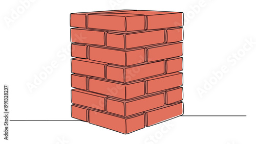 Red brick stack symbolizing strong construction and stable foundation for building development projects