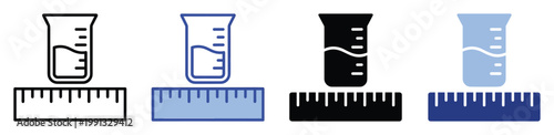 Science and education measurement equipment icon collection with a graduated cylinder and ruler suitable for academic and instructional design resources