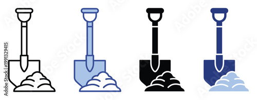 Gardening hand tool with a pile of earth for digging, planting, and construction projects illustration