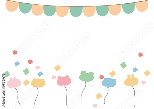 幼稚園 お誕生日会 招待状テンプレート シンプルかわいいデザイン（編集可能）