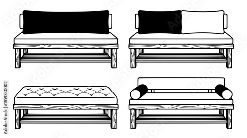 Various styles of modern sofas and ottomans furniture design
