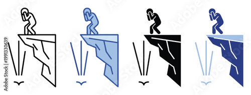 Distraught individual standing on a cliff edge, symbolizing mental health challenges and despair.