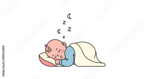 A baby sleeps peacefully on a pillow.