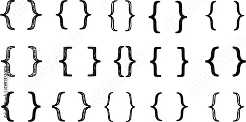 Variety of curly braces editable stroke vector illustration for coding programming and design projects