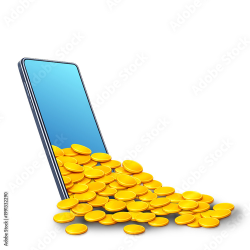 3d smartphone icon out coin