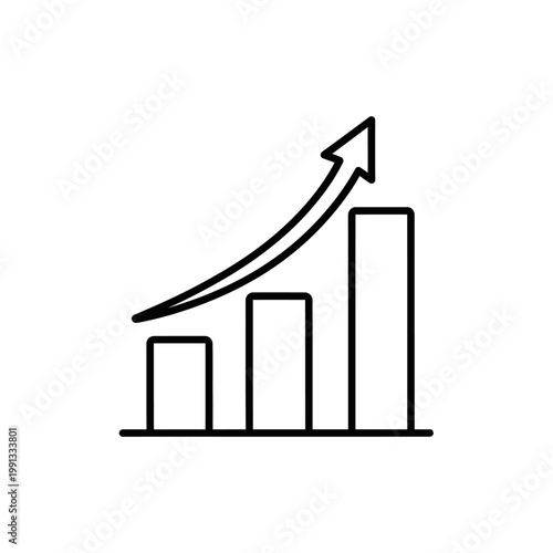 Financial Growth Diagram: A sleek, upward-trending bar graph with an arrow, symbolizing business progress, financial success, and market expansion. Emphasizing growth, development, and improvement.