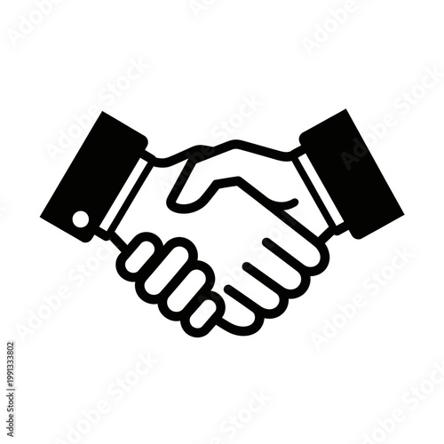 Handshake: A clean and simple depiction of a handshake, symbolizing agreement and collaboration, perfect for business or partnership-themed content.