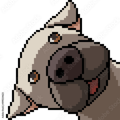 pixel art isolated background of playful dog sniffing