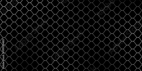 Fishing net seamless pattern. Soccer and football gates mesh. Fishnet texture. Basketball hoop and hockey net pattern. Sportswear texture. Chain link fence. Vector illustration on black background.