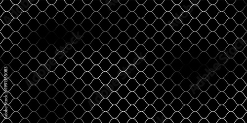 Fishing net seamless pattern. Soccer and football gates mesh. Fishnet texture. Basketball hoop and hockey net pattern. Sportswear texture. Chain link fence. Vector illustration on black background.