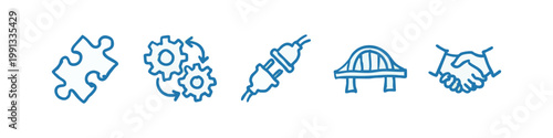 Doodle style icons for connection, integration, and partnership