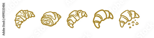 Doodle icons: croissants and pastry rolls