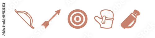 Doodle Icons of Archery Equipment