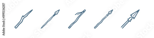 Hand-drawn icons of spears and sticks