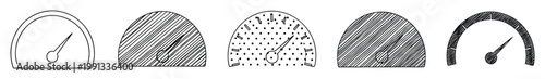 Various sketch style gauges and speedometers for data visualization and dashboard interface elements