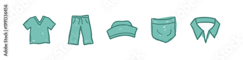 Medical Uniform and Apparel Icons: Scrubs, Hat, Scarf, Collar