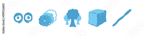 Blue Eyes, Clouds, Trees, Cube, Stick Icons