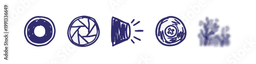 Camera Lens and Sound Wave Icons