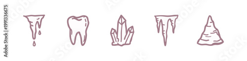Icicles, Tooth, Crystals, and Stalactite Icons