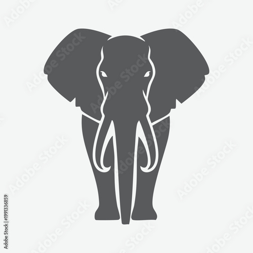 Majestic elephant silhouette icon with tusks