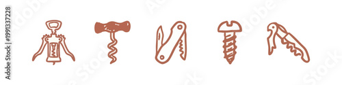 Corkscrews and Opening Tools Hand Drawn Sketches