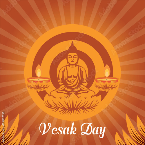 Vesak Day Buddha Meditation Spiritual Vector