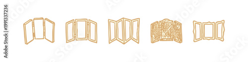 Picture Frames and Folding Screens Hand Drawn Icons