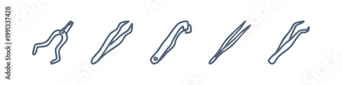 Precision Hand Tools Grey Doodle Icons Set Featuring Pliers and Various Tweezers