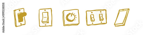 Electrical Light Switch and Control Knob Icons in Gold