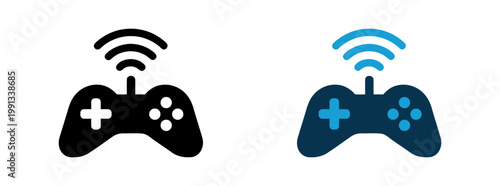 Wireless gaming controller icon set for multiplayer video game concepts