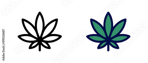 Cannabis leaf icon set for medical marijuana, natural herbal medicine design