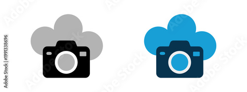 Cloud photography icon set for digital photo storage and online image backup