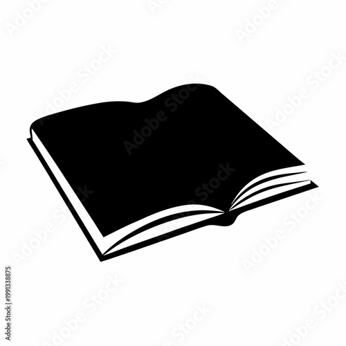 Open book illustration in black and white, a symbol of knowledge